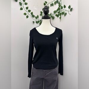 Lauren Ralph Lauren Womens Classic Black Crew Neck Top Size M Cotton
